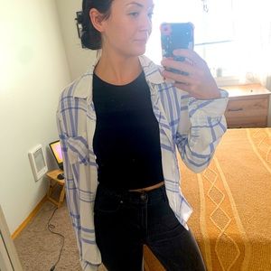 Allison Joy White and Blue Plaid Shirt